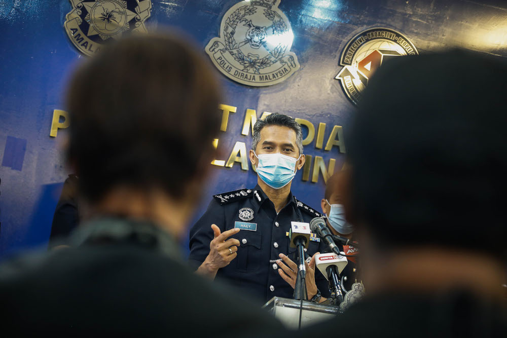 Penang police chief Datuk Mohd Shuhaily Mohd Zain speaks to the press about the standard operating procedure (SOP) during the phase 2 at Penang police contingent headquarters, September 14, 2021. u00e2u20acu201d Picture by Sayuti Zainudin