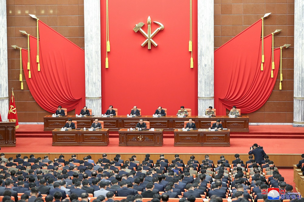 North Korean leader Kim Jong-un takes part in the third enlarged meeting of the political bureau of the 8th Central Committee of the Workers' Party of Korea (WPK) in Pyongyang, North Korea September 2, 2021. u00e2u20acu2022 KCNA via Reuters