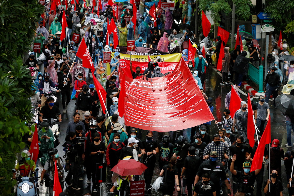 Demonstrators take part in a protest over the Thai governmentu00e2u20acu2122s handling of the Covid-19 pandemic and to demand Prime Minister Prayuth Chan-ochau00e2u20acu2122s resignation, in Bangkok, Thailand, September 4, 2021. u00e2u20acu201d Reuters picnn