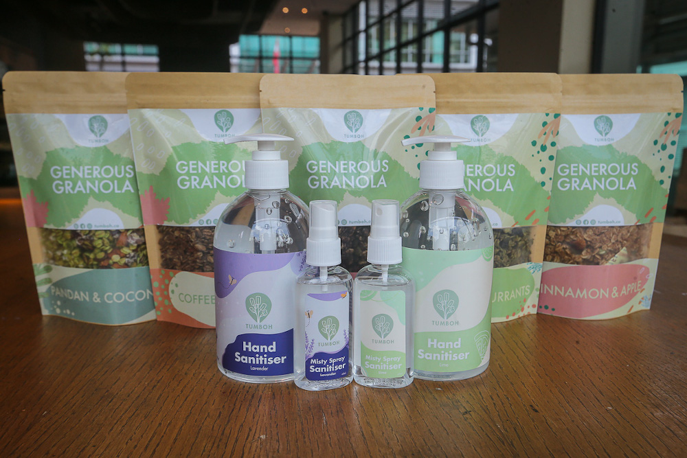 Some of Tumboh’s products that are available on online shopping platforms like Lazada and Shopee. — Picture by Yusof Mat Isa