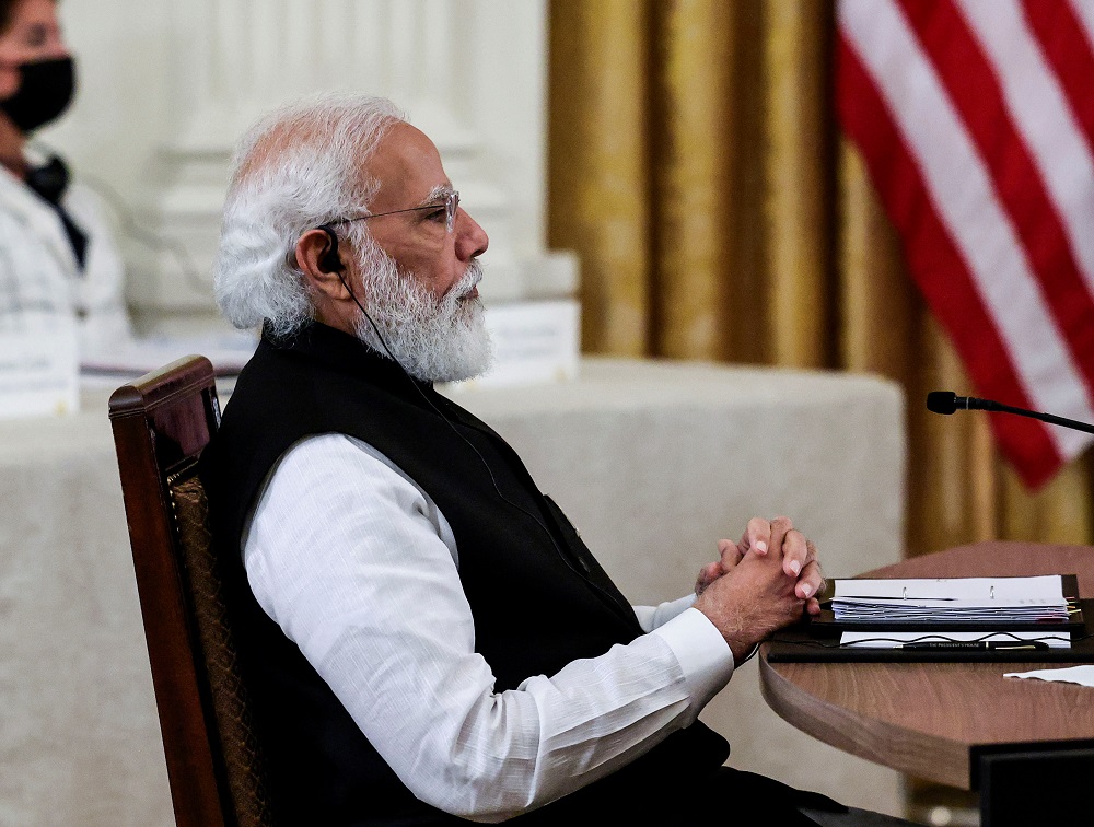 India's Prime Minister Narendra Modi participates in a 'Quad nations' meeting at the Leaders' Summit of the Quadrilateral Framework hosted by US President Joe Biden in Washington September 25, 2021. u00e2u20acu2022 Reuters pic