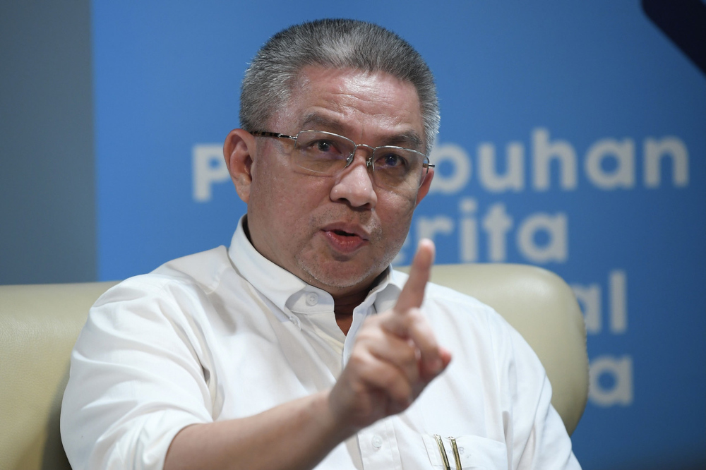 Science, Technology and Innovation Minister Datuk Seri Dr Adham Baba speaks during a press conference during his visit to Bernama, September 28, 2021. u00e2u20acu201d Bernama pic 
