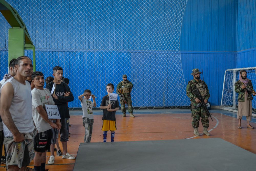 Youths wait to show their skills during an event organised for the visit of Taliban's director of physical education and sports Bashir Ahmad Rustamzai at a gymnasium in Kabul September 14, 2021. u00e2u20acu201d AFP picnn