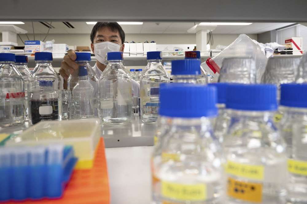 This picture taken on July 30, 2021 by AFPBB News shows immunology professor Toru Miyazaki working in his laboratory at the University of Tokyo. u00e2u20acu201d AFP pic