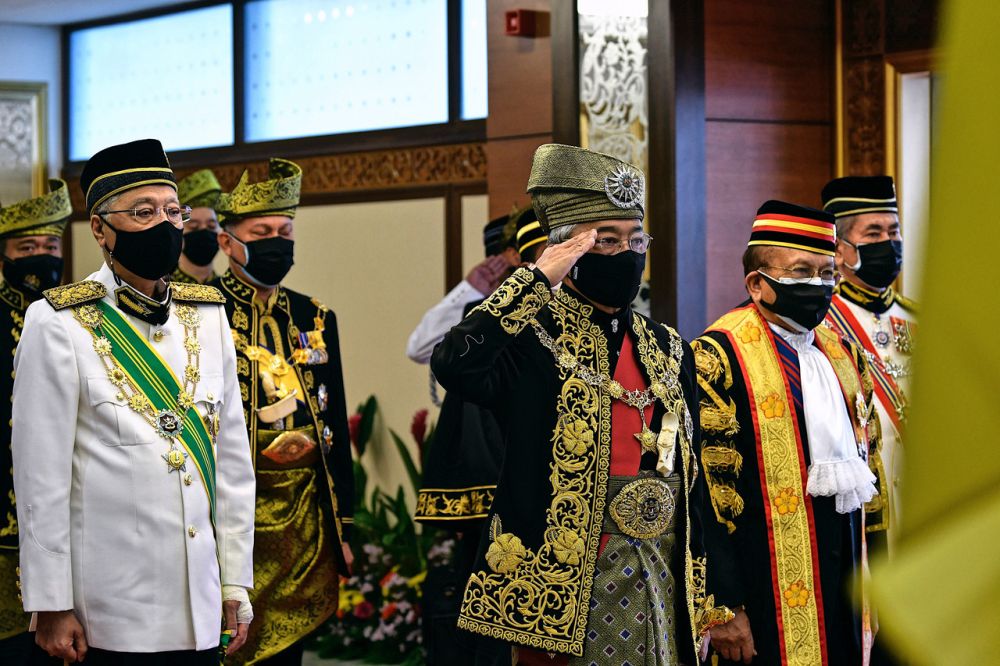 Yang di-Pertuan Agong Al-Sultan Abdullah Riu00e2u20acu2122ayatuddin Al-Mustafa Billah Shah arrives at Parliament in Kuala Lumpur September 13, 2021. u00e2u20acu201d Bernama pic