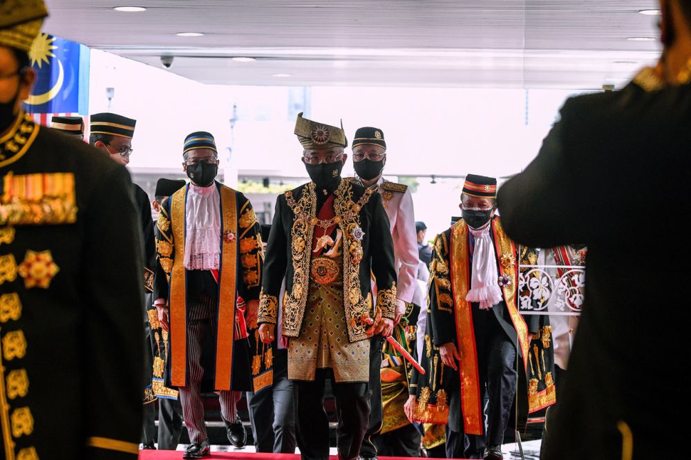 Yang di-Pertuan Agong Al-Sultan Abdullah Riu00e2u20acu2122ayatuddin Al-Mustafa Billah Shah arrives at Parliament in Kuala Lumpur September 13, 2021. u00e2u20acu201d Bernama pic