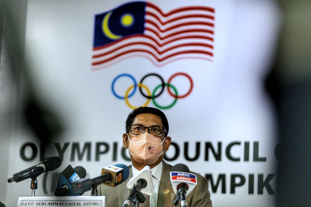 Youth and Sports minister Datuk Seri Faizal Azumu speaks during a media conference at Wisma OCM in Kuala Lumpur September 14,2021. u00e2u20acu201d Picture by Ahmad Zamzahuri