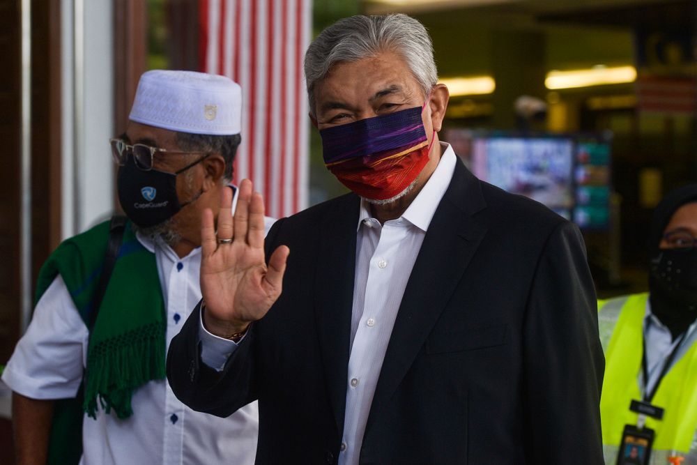 Datuk Seri Ahmad Zahid Hamidi is pictured at the Kuala Lumpur High Court September 22, 2021. u00e2u20acu201d Picture by Miera Zulyana