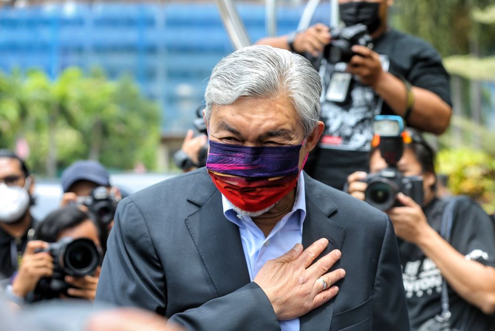 Datuk Seri Ahmad Zahid Hamidi is pictured at the Kuala Lumpur High Court September 6, 2021. u00e2u20acu201d Picture by Ahmad Zamzahuri