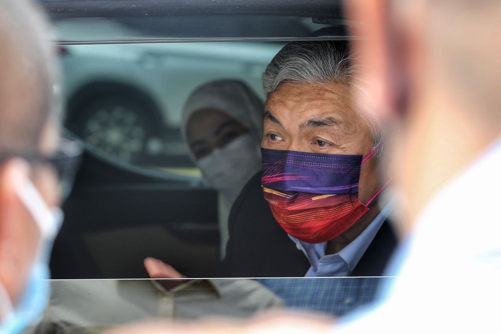 Datuk Seri Ahmad Zahid Hamidi is pictured leaving the Kuala Lumpur High Court September 6, 2021. u00e2u20acu201d Picture by Ahmad Zamzahuri