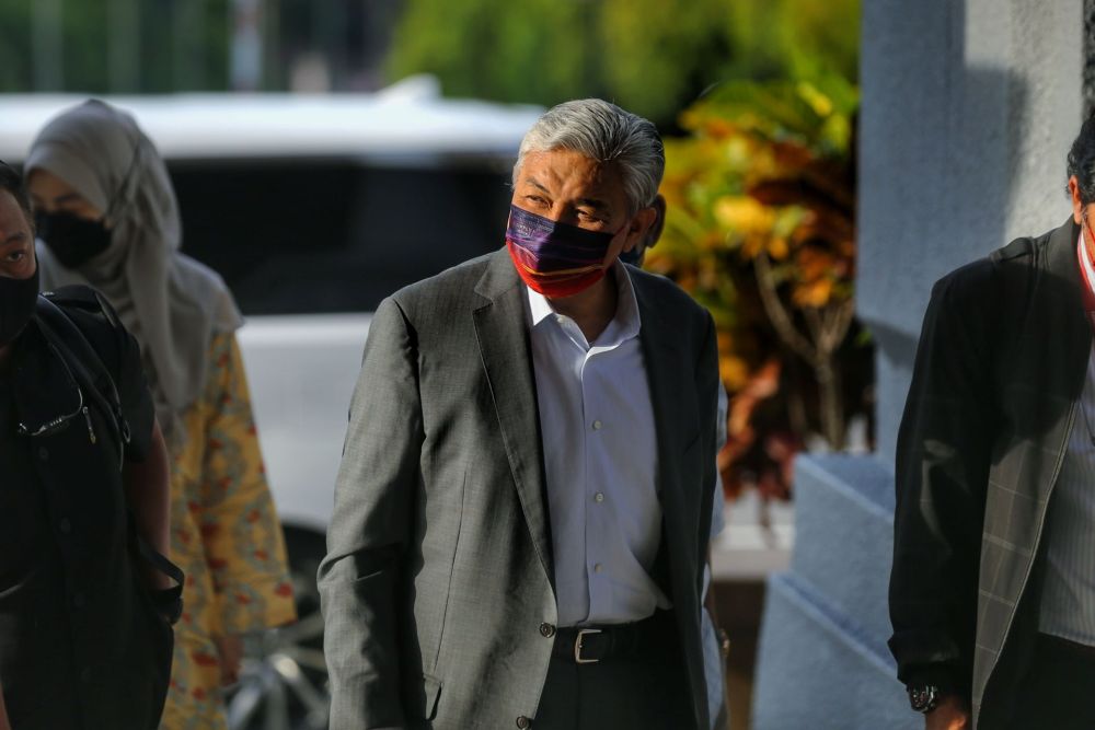 Datuk Seri Ahmad Zahid Hamidi is pictured at the Kuala Lumpur Court Complex September 15, 2021. u00e2u20acu201d Picture by Ahmad Zamzahuri