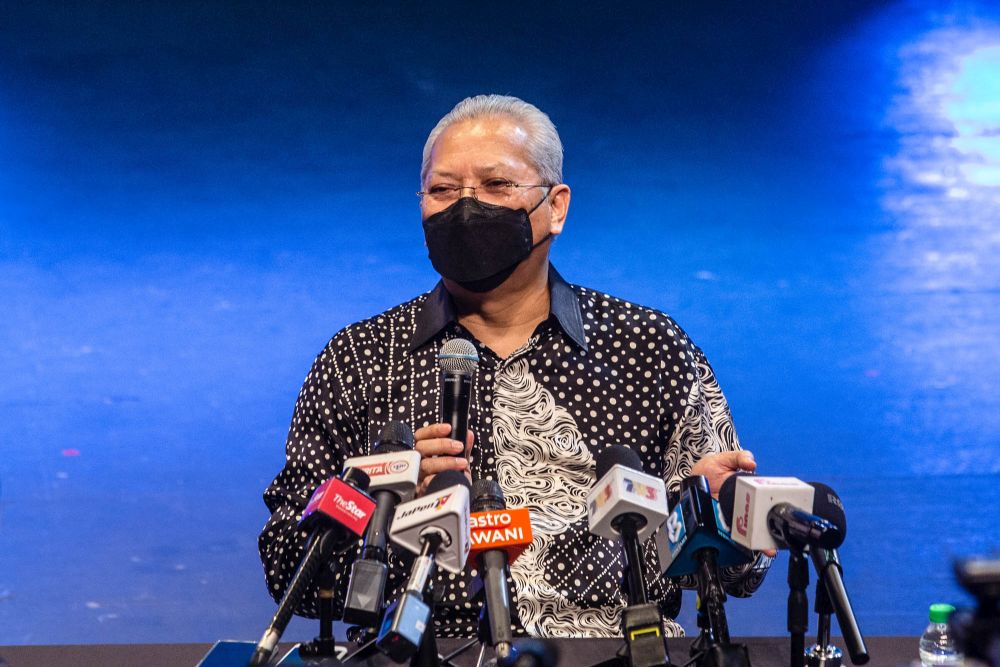 Communications and Multimedia Minister Tan Sri Annuar Musa speak during a press conference in Kuala Lumpur September 30, 2021. u00e2u20acu2022 Picture by Firdaus Latif