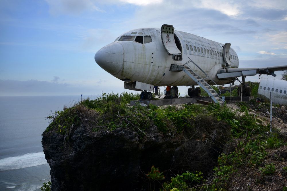 A retired Boeing aircraft has been placed on a seaside cliff to lure tourists and be turned into a villa near Nyang-Nyang beach in Uluwatu, Bali September 16, 2021. u00e2u20acu201d AFP pic