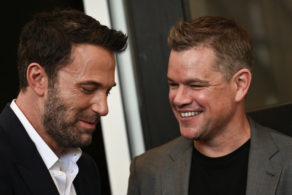 Ben Affleck and Matt Damon attend a photocall for the film u00e2u20acu02dcThe Last Duelu00e2u20acu2122 presented out of competition during the 78th Venice Film Festival at Venice Lido, September 10, 2021. u00e2u20acu201d AFP picnn