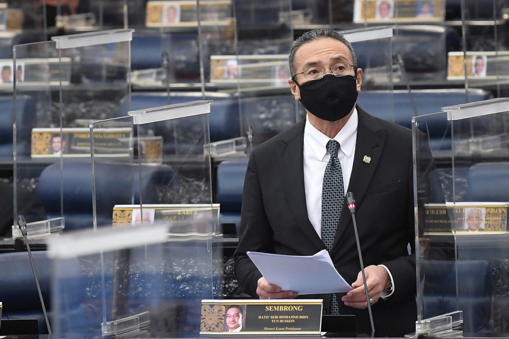 Senior Defence Minister Datuk Seri Hishammuddin Hussein during a winding-up debate on the motion of thanks for the royal address in the Dewan Rakyat, September 22, 2021. u00e2u20acu201d Bernama pic 