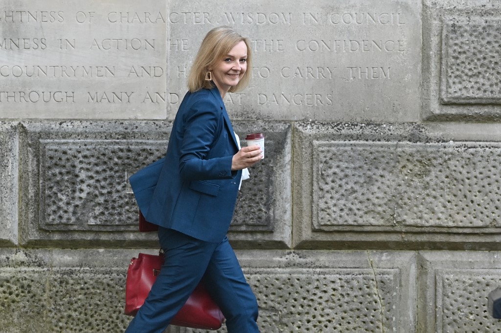 Britainu00e2u20acu2122s Foreign Secretary Liz Truss leaves the Foreign, Commonwealth and Development Office in Whitehall, central London on September 16, 2021. u00e2u20acu201d AFP pic