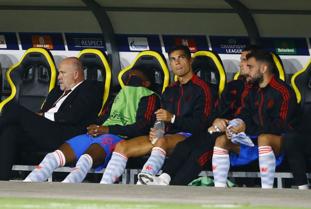 Manchester United's Cristiano Ronaldo watches from the bench after being substituted against Young Boys at Stadion Wankdorf, Bern September 14, 2021. u00e2u20acu201d Reuters pic