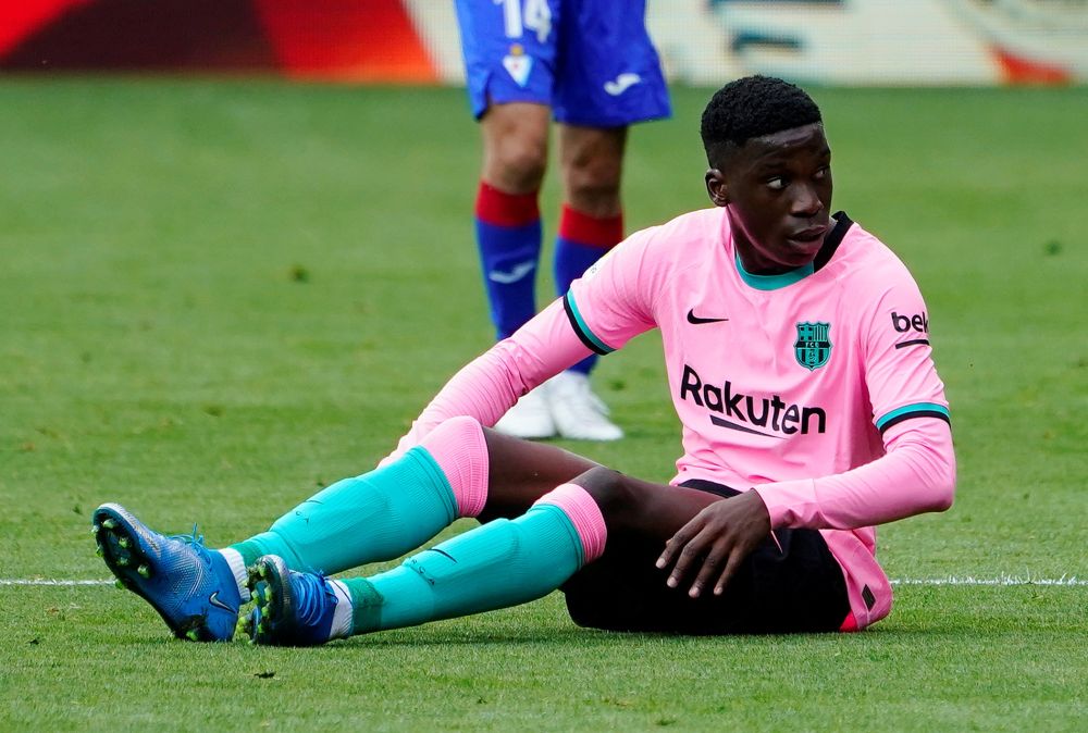 Barcelona's Ilaix Moriba reacts during the game against Eibar at the Ipurua Municipal Stadium, Eibar May 22, 2021. u00e2u20acu201d Reuters pic