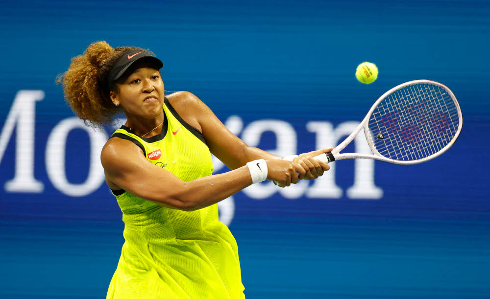 Naomi Osaka in action against Marie Bouzkova in the first round on day one of the 2021 US Open tennis tournament at USTA Billie King National Tennis Center, in New York, August 30, 2021. u00e2u20acu201d Jerry Lai-USA TODAY Sports pic via Reuters 
