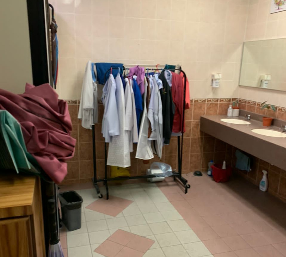 The changing area for the surgical staff at the smaller operation theatre in Penang General Hospital. 