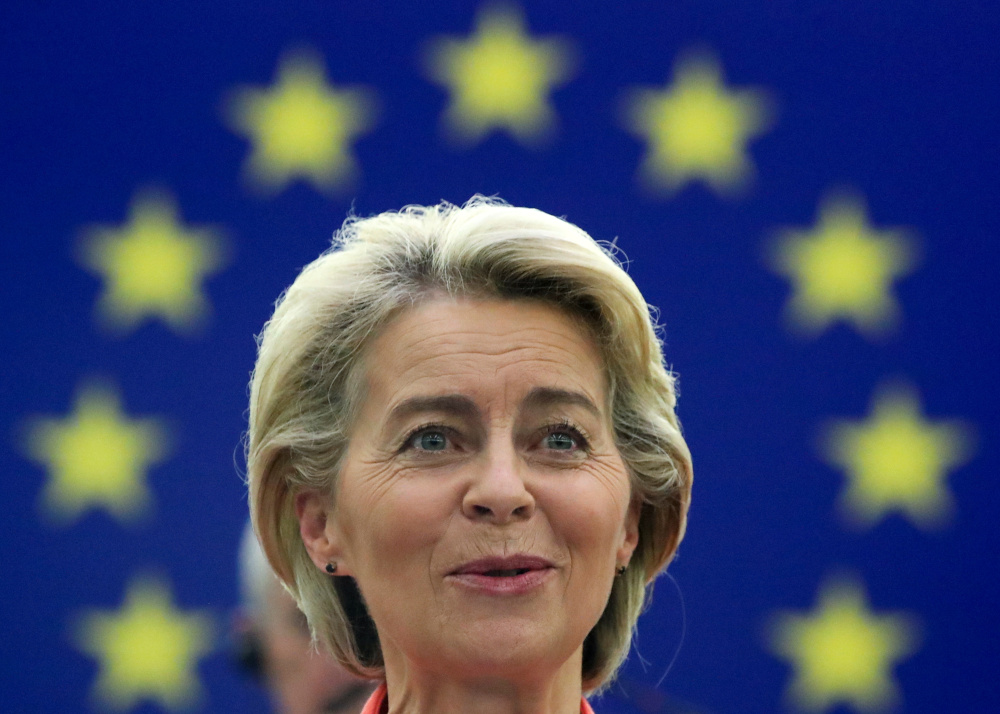 European Commission President Ursula von der Leyen delivers a speech during a debate on u00e2u20acu02dcThe State of the European Unionu00e2u20acu2122 at the European Parliament in Strasbourg September 15, 2021. u00e2u20acu201d Reuters pic