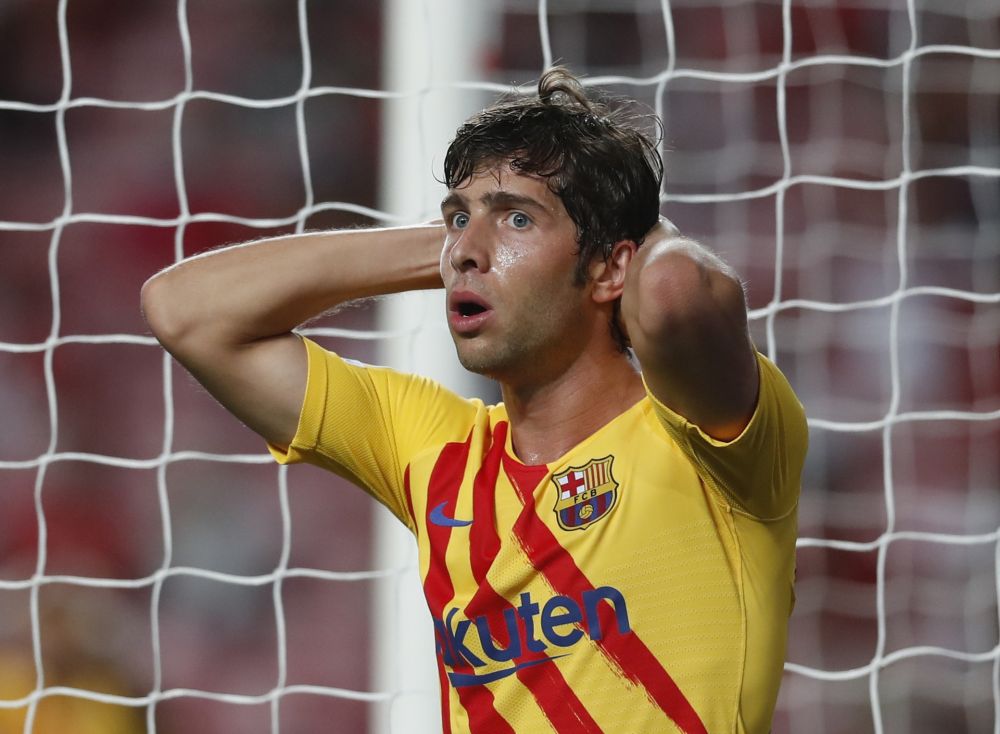 FC Barcelona's Sergi Roberto reacts during the match against Benfica at Estadio da Luz, Lisbon, Portugal September 29, 2021. u00e2u20acu201d Reuters pic  