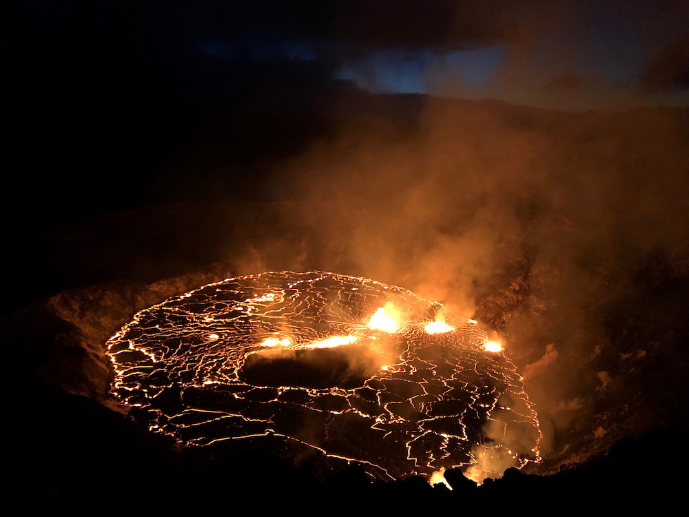 A rising lava lake is seen within Halema'uma'u crater during the eruption of Kilauea volcano in Hawaii National Park, Hawaii September 30, 2021. u00e2u20acu201d USGS/B. Carr handout via Reuters