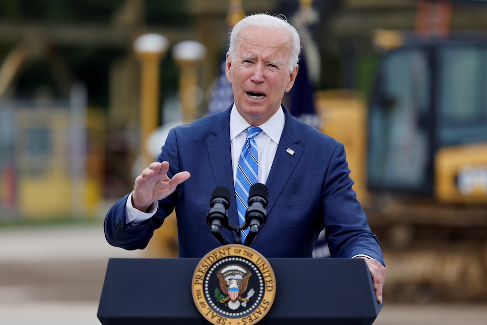 US President Joe Biden delivers remarks on infrastructure investments at the International Union of Operating Engineers Local 324 training facility in Howell, Michigan October 5, 2021. u00e2u20acu201d Reuters pic