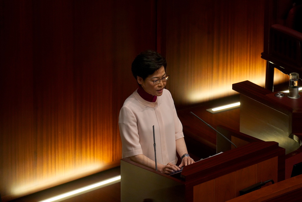 Hong Kong Chief Executive Carrie Lam delivers her annual policy address at the Legislative Council in Hong Kong China October 6, 2021. u00e2u20acu201d Reuters pic