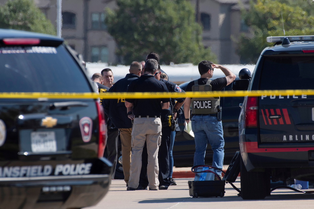 Law enforcement officers secure the school grounds after a shooting at Mansfield Timberview High School in Arlington, Texas October 6, 2021. u00e2u20acu201d Reuters pic