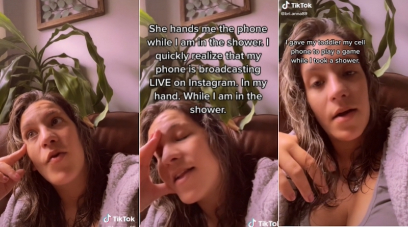 Mother explained the fallout from her daughter's unintended Instagram Live broadcast while she was showering. u00e2u20acu201d Picture via Bri.anna89 TikTok Account