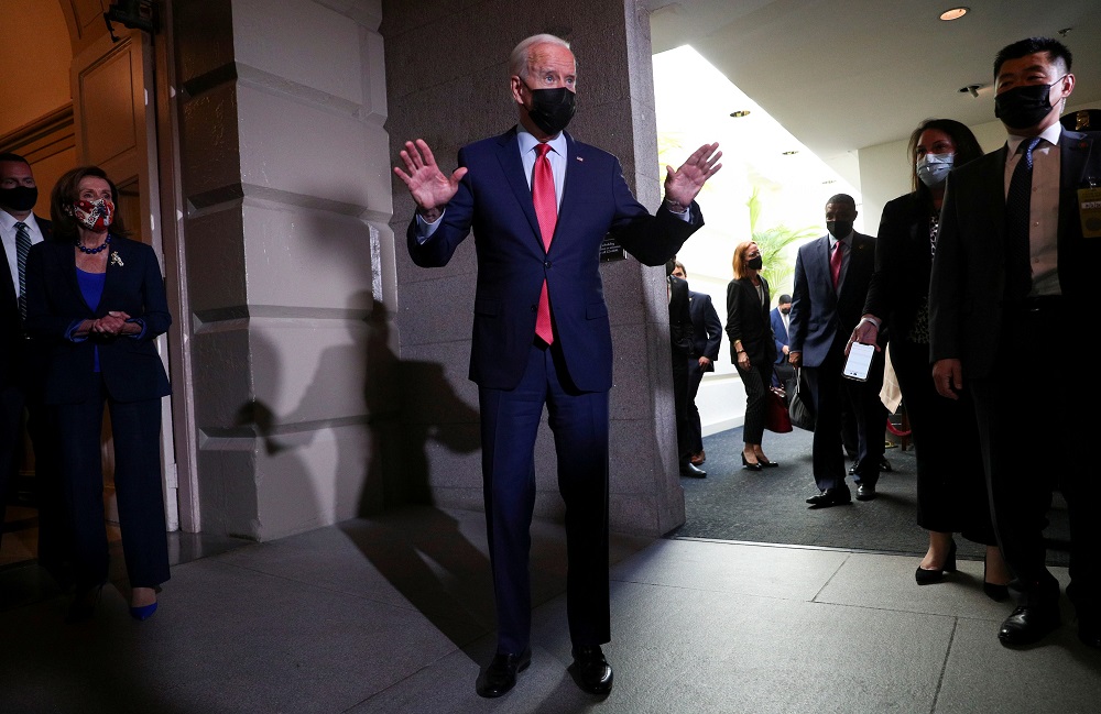 US President Joe Biden talks to reporters on Capitol Hill in Washington October 1, 2021. u00e2u20acu201d Reuters pic