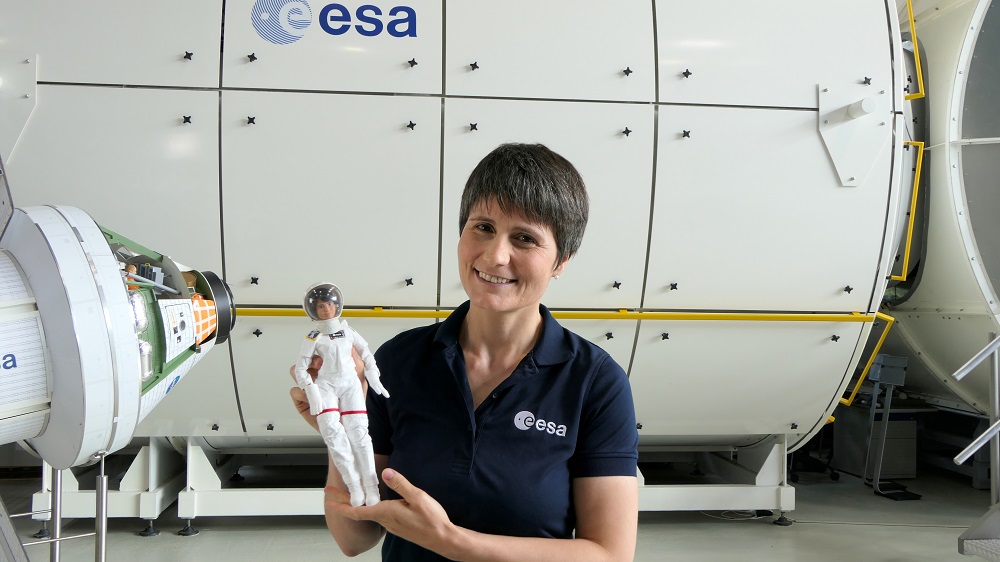 An Italian European Space Agency astronaut Samantha Cristoforetti poses for a photo with a Barbie doll version of herself, in this undated handout photo. u00e2u20acu201d Picture courtesy of ESA/Romy Harink/Handout via Reuters