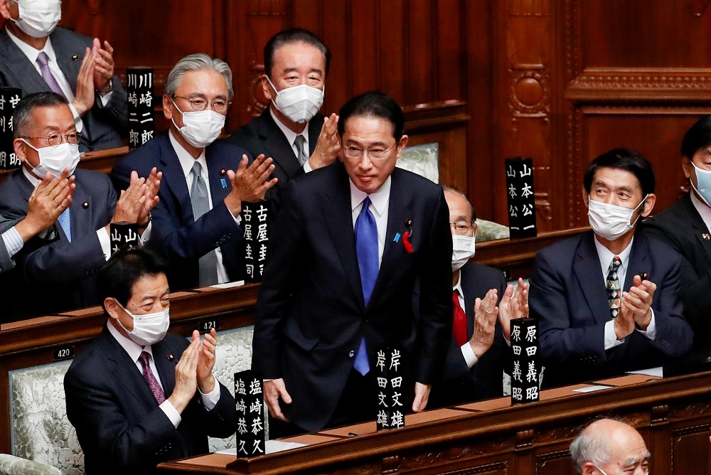 Japanu00e2u20acu2122s newly-elected Prime Minister Fumio Kishida is applauded after being chosen as the new prime minister, at the Lower House of Parliament in Tokyo October 4, 2021. u00e2u20acu201d Reuters pic