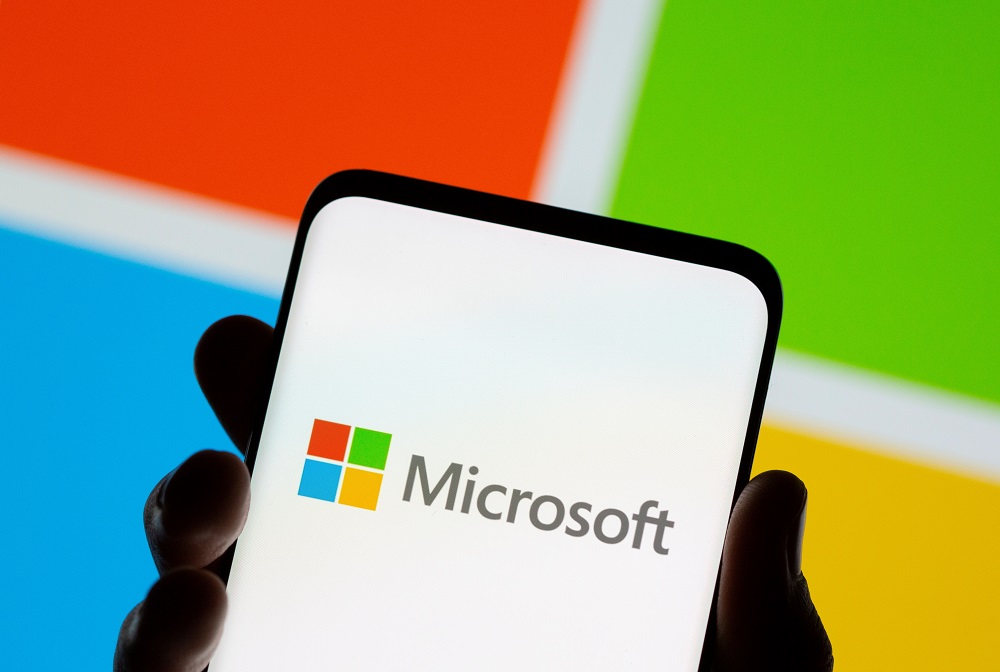 A smartphone displays the Microsoft logo in this illustration taken July 26, 2021. u00e2u20acu201d Reuters pic