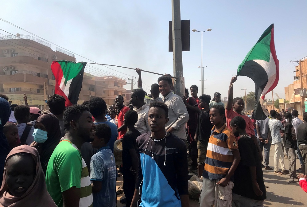 Protesters gather during what the information ministry calls a military coup in Khartoum, Sudan October 25, 2021. u00e2u20acu201d Reuters pic