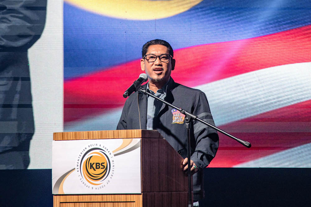 Youth and Sports minister Datuk Seri Faizal Azumu speaks at the National Youth Day celebration in Kuala Lumpur on October 30, 2021. u00e2u20acu201d Picture by Firdaus Latif
