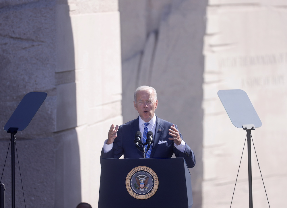 US President Joe Biden delivers remarks at an event to celebrate the 10th anniversary of The Martin Luther King, Jr. Memorial in Washington, US October 21, 2021. u00e2u20acu201d Reuters pic