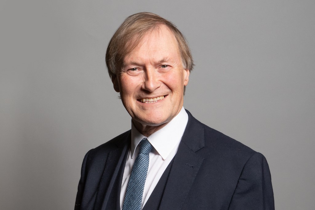 An undated handout photograph released by the UK Parliament shows Conservative MP for Southend West, David Amess, posing for an official portrait photograph at the Houses of Parliament in London. u00e2u20acu201d AFP pic