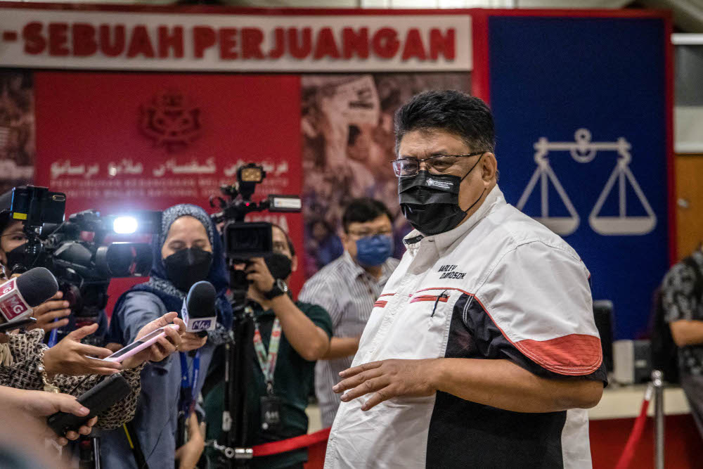 Melaka state assembly speaker Datuk Seri Ab Rauf Yusoh is pictured at Umno headquarters in Kuala Lumpur, October 14, 2021. u00e2u20acu201d Picture by Firdaus Latif