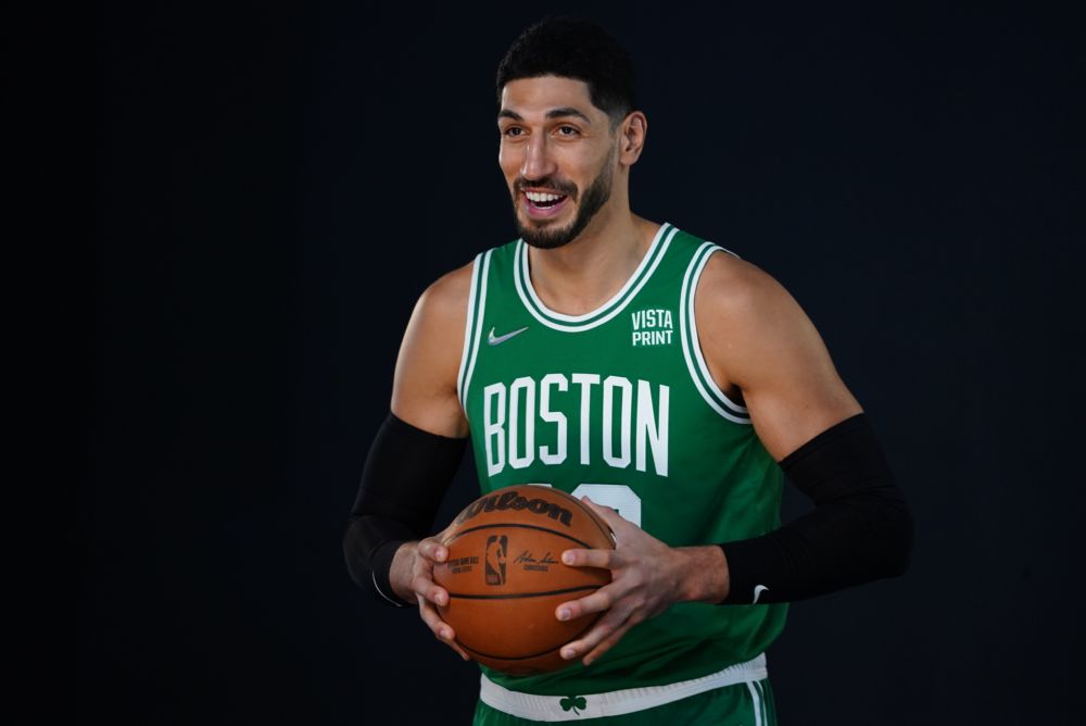 Boston Celtics center Enes Kanter poses during Celtics media day September 27, 2021. u00e2u20acu201d Reuters pic