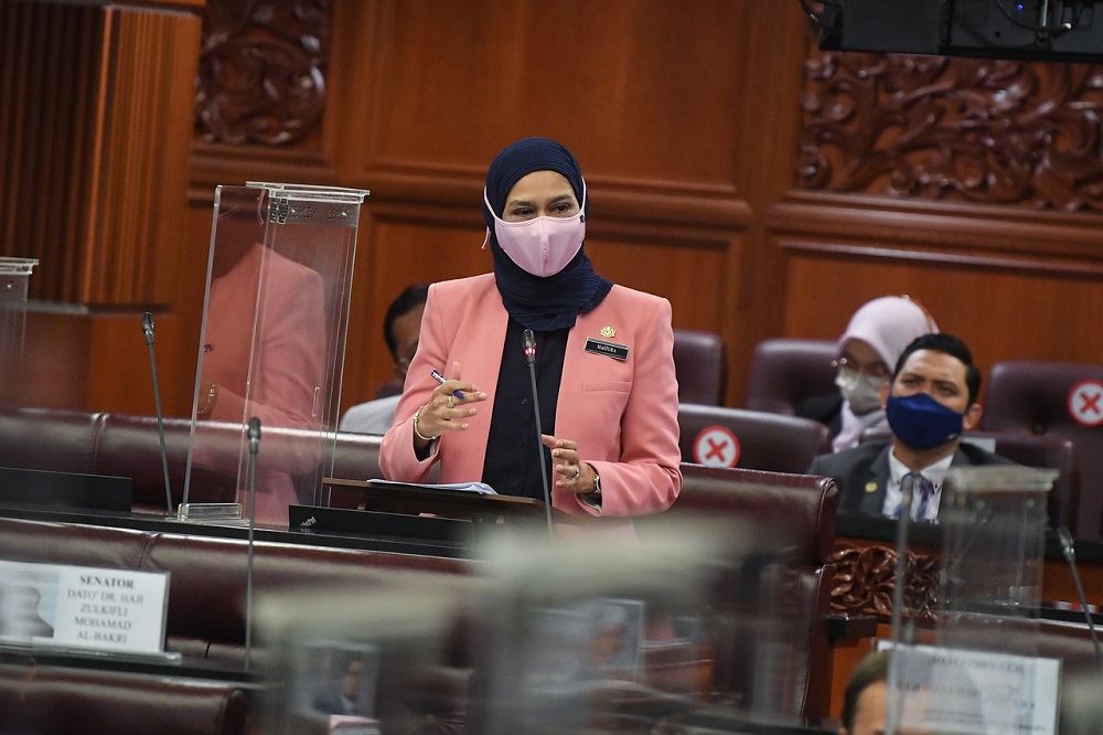 Deputy Minister in the Prime Ministeru00e2u20acu2122s Department Datuk Mastura Mohd Yazid answers a question in Parliament, Kuala Lumpur October 2021. u00e2u20acu201d Bernama pic