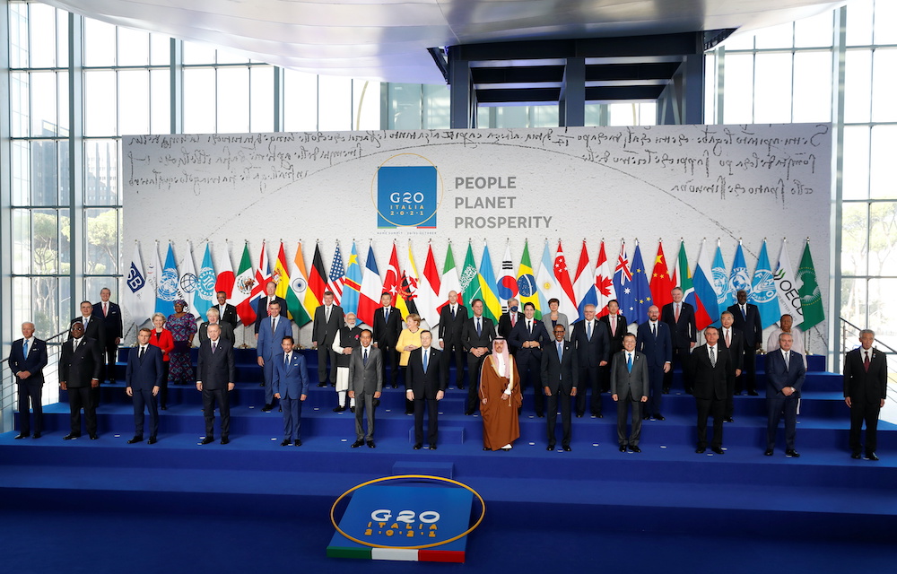 G20 state leaders pose during a family photo session at the start of the G20 summit in Rome, Italy, October 30, 2021. u00e2u20acu2022 Reuters picnnnn