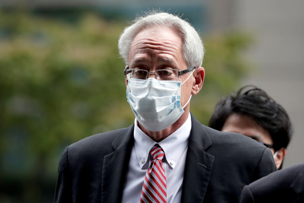 Greg Kelly, former representative director of Nissan Motor Co, arrives for the first trial hearing at the Tokyo District Court in Tokyo, Japan, September 15, 2020. u00e2u20acu201d Reuters pic 