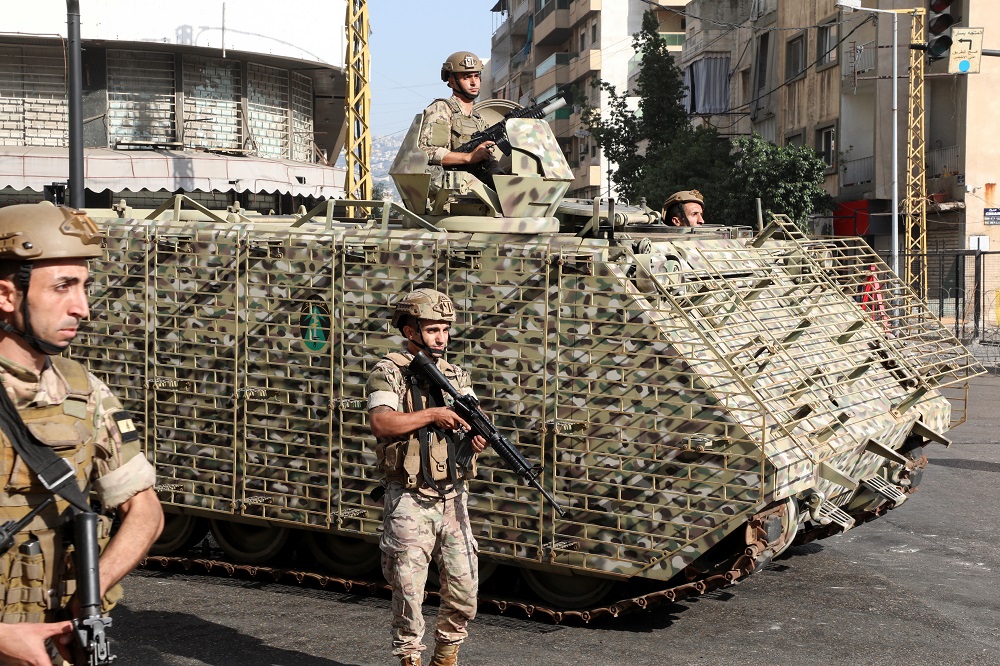 Army soldiers patrol after gunfire erupted in Beirut, Lebanon October 14, 2021. u00e2u20acu2022 Reuters pic