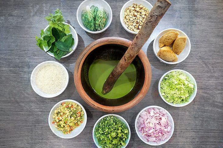 Some ‘thunder tea’ ingredients and Hakka dishes.