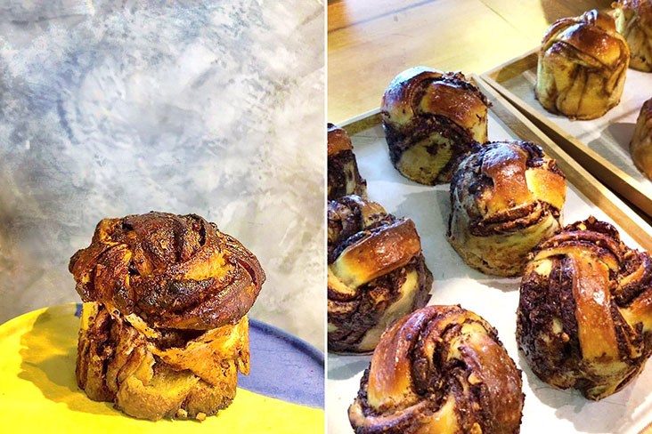 Orito’s sweet, braided babkas are available in two versions: chocolate-hazelnut and cinnamon.