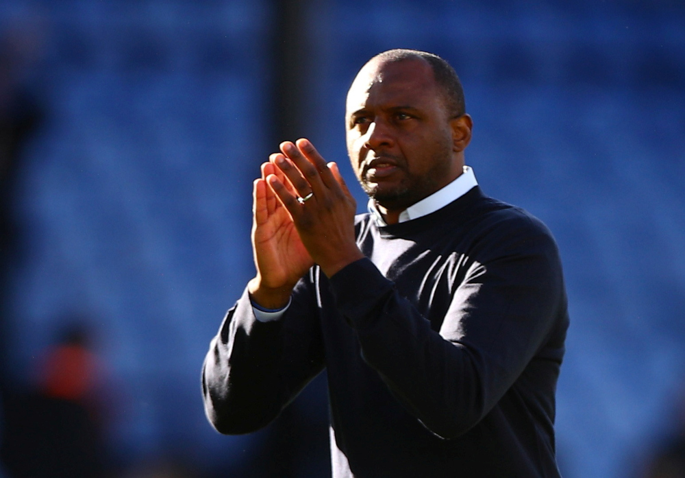 Crystal Palace manager Patrick Vieira applauds fans after the match against Leicester City at Selhurst Park, London, Britain, October 3, 2021. u00e2u20acu201d Action Images via Reuters