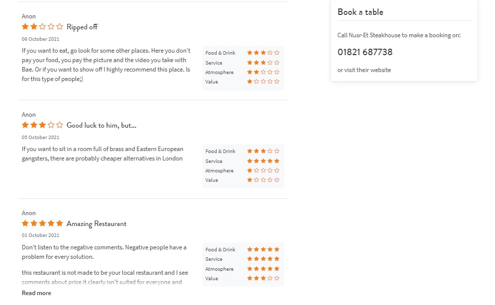 There were social media users who slammed the restaurant for overcharging their meals. Screengrab via Squaremeal.