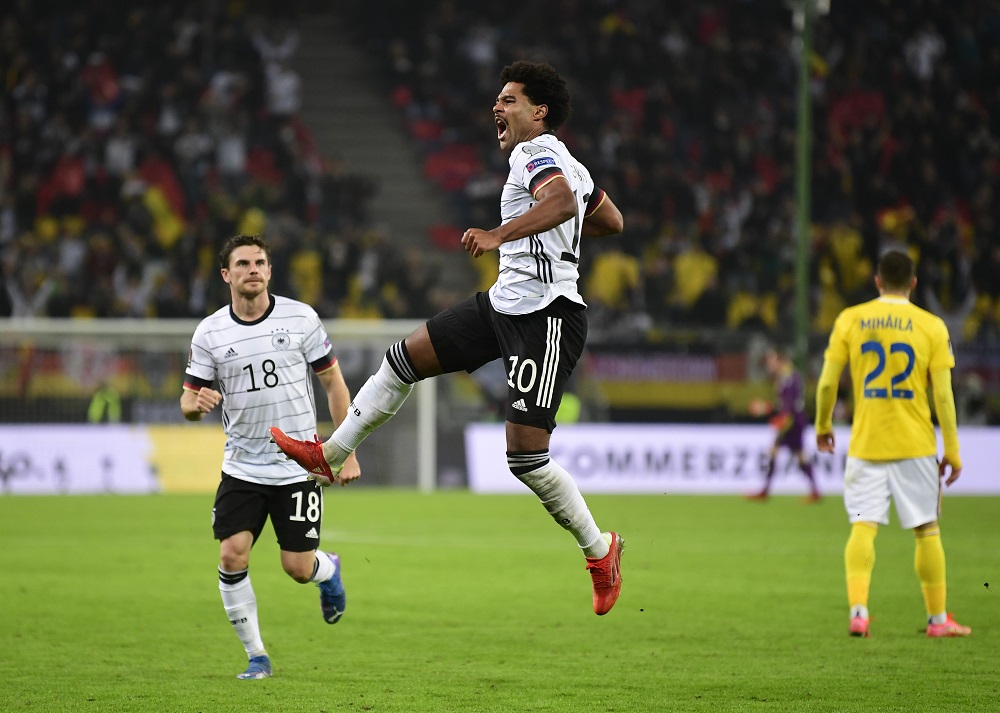 Germany's Serge Gnabry celebrates after scoring the first goal against Romania October 9, 2021. u00e2u20acu2022 Reuters pic